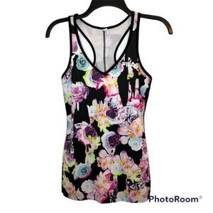 FILA Floral Print V-Neck Athletic Racerback Tank Size XS